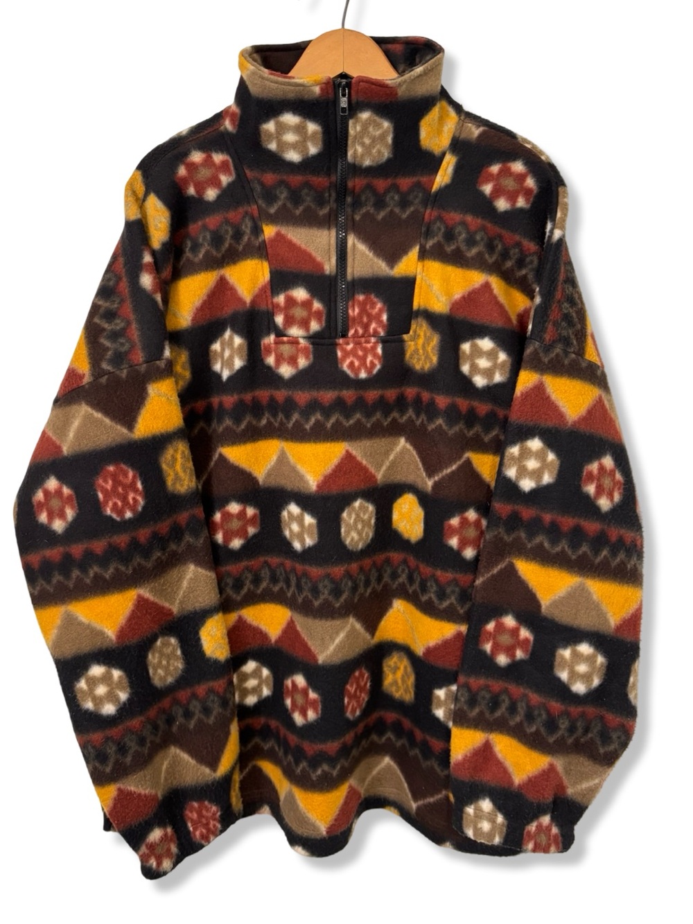 Vintage 90s Patterned Fleece Pullover Sweater